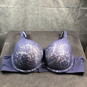 Cacique Lace Overlay Bra Blue RN118641 Snag Flaw 44C